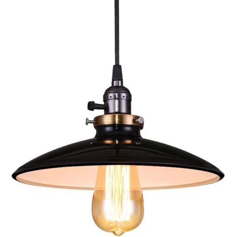 Luminaire Suspension Vintage Rétro E27 Style Industriel en Métal DIY Installation pour éclairage Café Cuisine Salle à manger Salon (sans ampoule) Noir