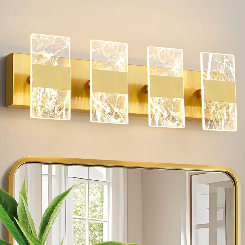 Luminaires de salle de bain LED modernes, 4 lampes dorées, éclairage réglable 5CCT, éclairage de salle de bain au-dessus du miroir, éclairage de