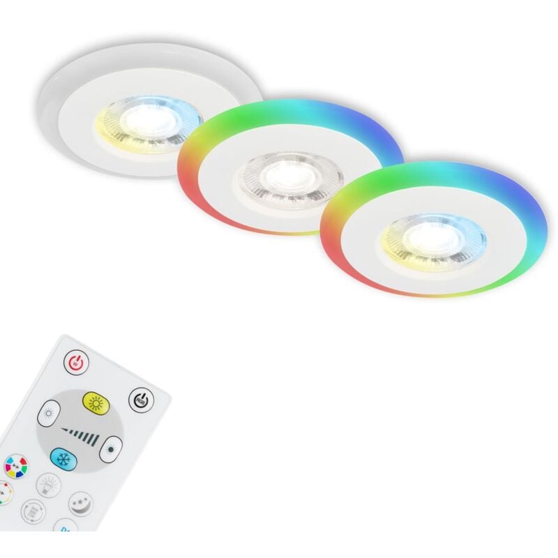 Luminaires encastr s led cct anneau lumineux rgb t l commande dimmable IP44 blanc Briloner