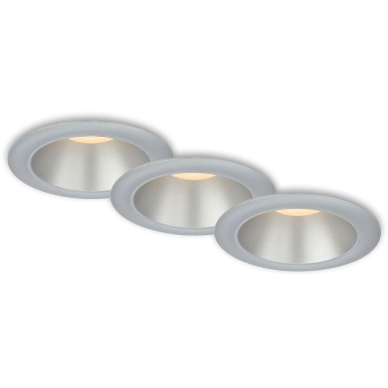 Luminaires encastr s led pour salle de bain, lot de 3, r flecteur int rieur argent 4,9 w 9,5 cm chrome Briloner