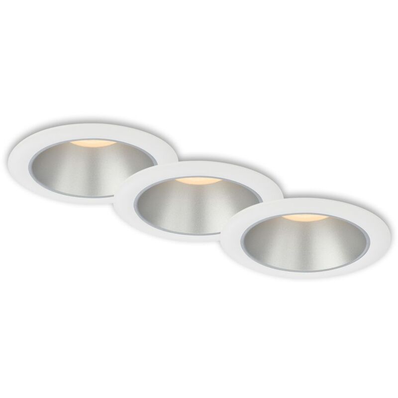 Briloner - Luminaires encastrables led pour salle de bain, lot de 3, r flecteur int rieur argent , 4,9 w, 9,5 cm, blanc
