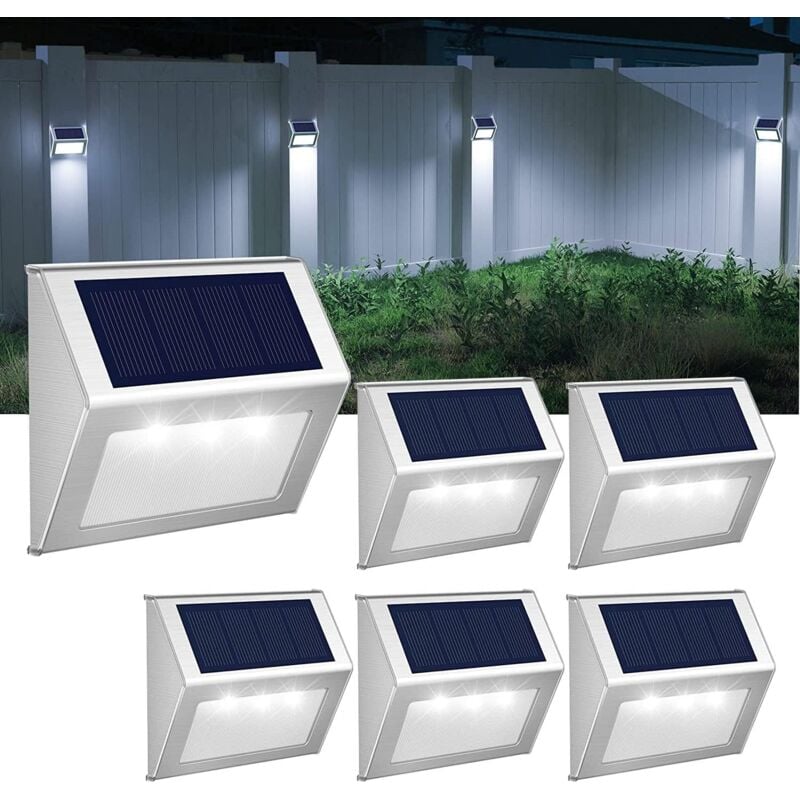 Qiedie - Luminaires solaires d'extérieur en acier inoxydable,Luminaires décoratifs imperméables pour clôture,jardin,escalier,sentier,patio,porche,yar
