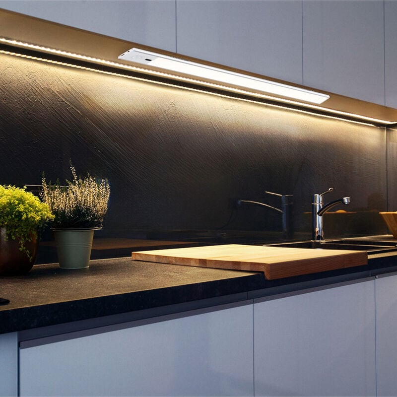 Luminaires sous meuble Lampe de cuisine led dimmable capteur bande de cuisine l 24 cm argent