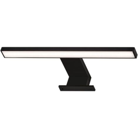 Luminaria - Aplique de pared LED, grado de protección IP44, apto para baños, 5 vatios, 500 lúmenes, 4000k, negro, 300x103x36 mm (largo x ancho x alto).