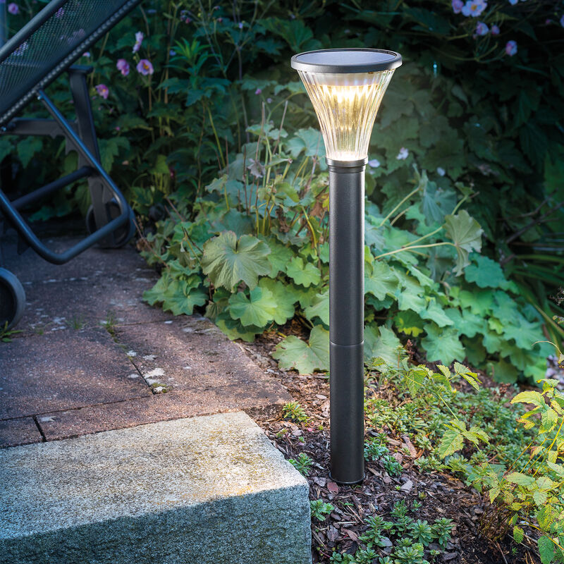 

Luminaria solar para caminos Salerno con luz blanca fría+luminaria solar para jardín con luz blanca cálida esotec 102528