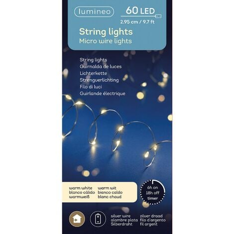 AUTRES Lumineo Batterie LED Micro Lichterkette Strang 295 cm - 60 Lichter warmweiß