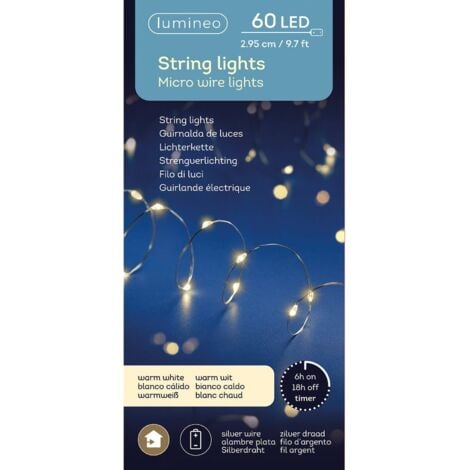 ANDERE Lumineo Batterie LED Micro Lichterkette Strang 295 cm - 60 Lichter warmweiß