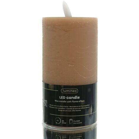Lumineo Indoor LED Wachskerze Caramel Flammeneffekt warmweiß Ø 7 cm Höhe 15 cm