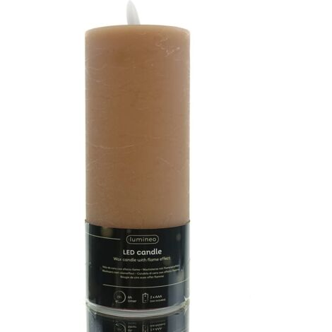 Lumineo Indoor LED Wachskerze Caramel Flammeneffekt warmweiß Ø 7 cm Höhe 15 cm