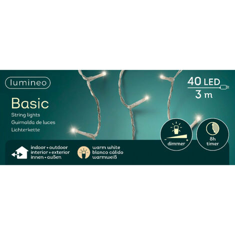 Lumineo LED Lichterkette Basic 300 cm 40 Lichter warmweiß