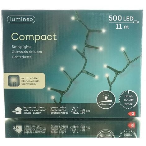 Lumineo LED Lichterkette Compact 1.100 cm 500 Lichter warmweiß