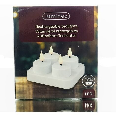 Lumineo LED Teelichter wiederaufladbar Ø 4 cm - 4er Pack