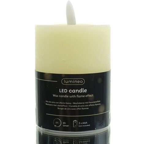 Lumineo LED Wachskerze Cream cremeweiß Ø 7 cm Höhe 11,2 cm warmweiß Indoor
