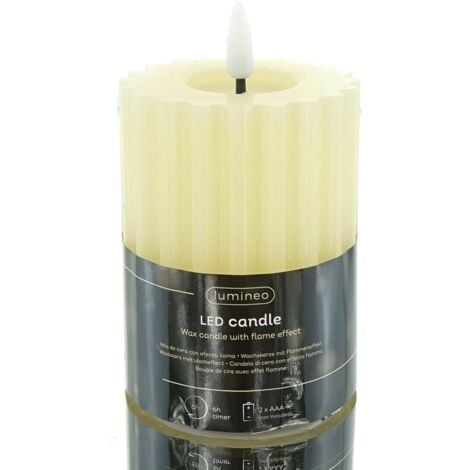 Lumineo LED Wachskerze Cream cremeweiß Ø 7 cm Höhe 12,3 cm warmweiß Indoor