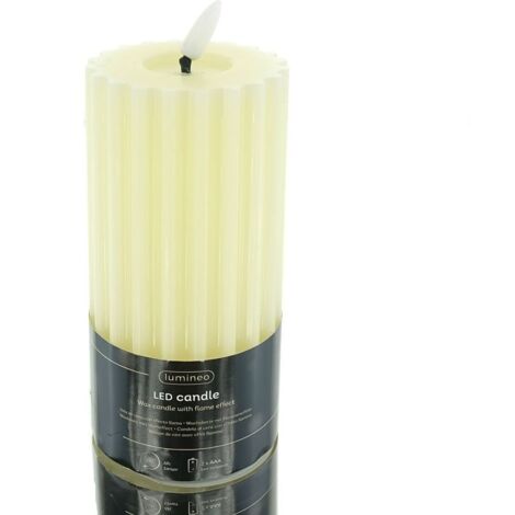 Lumineo LED Wachskerze Cream cremeweiß Ø 7 cm Höhe 17,3 cm warmweiß Indoor