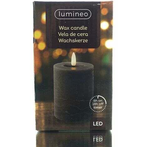 Lumineo LED Wachskerze Grey grau Ø 7 cm Höhe 11,2 cm warmweiß Indoor