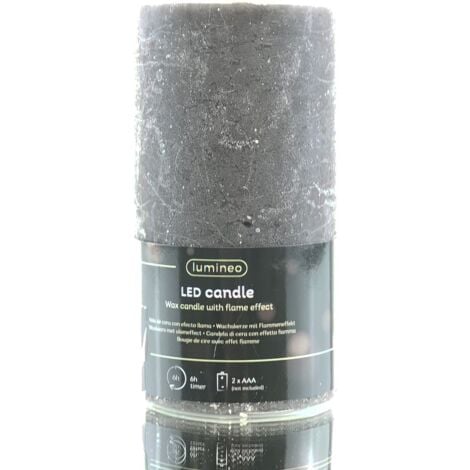 Lumineo LED Wachskerze Grey grau Ø 7 cm Höhe 15 cm warmweiß Indoor