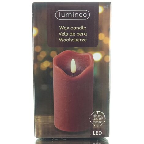 Lumineo LED Wachskerze Ox Blood dunkelrot Ø 7 cm Höhe 13 cm warmweiß Indoor