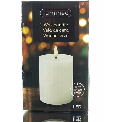 Lumineo LED Wachskerze White warmweiß Ø 7 cm Höhe 11,2 cm warmweiß Indoor