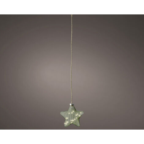 Lumineo Micro LED Stern für innen grün warmweiß 20 cm 15 LED Hängedekoration