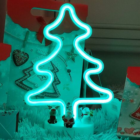 Lumineuse Led, Sapin de Noël LED Enseignes Lumineuses au Néon, Veilleuses LED Neon Lights avec base pour Noël, Anniversaire, salon, chambre, Saint Valentin