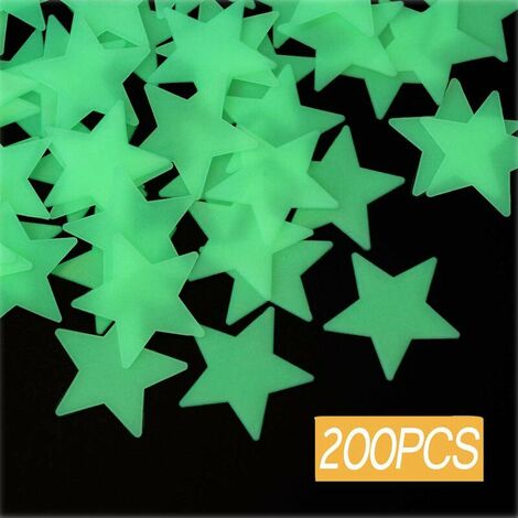 Lumineuses Stickers Étoiles,200 Pièces Autocollants Lumineux,Stickers Muraux Etoile Fluorescents,pour Fluorescent pour Chambres d'enfants,Chambres de Bébés