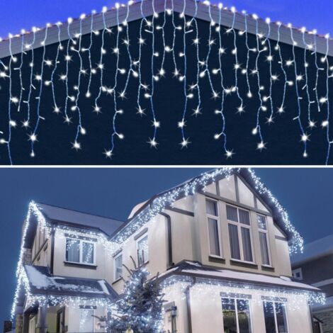 CYSLMUK Lumineux Extérieur 10M 400 LED, Rideau Lumineux Intérieur, Rideau Lumineux Étanche, Chaîne Lumineuse de Jardin pour Salle de Décoration Intérieure et Extérieure pour Noël, Mariage, Fête (Blanc)