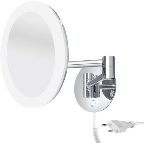 Lumineux Miroir Grossissant X 5, Rond, À Fixer (avec Perçage),avec Capteur Tactile Rétro-éclairé, Chrome Nimco