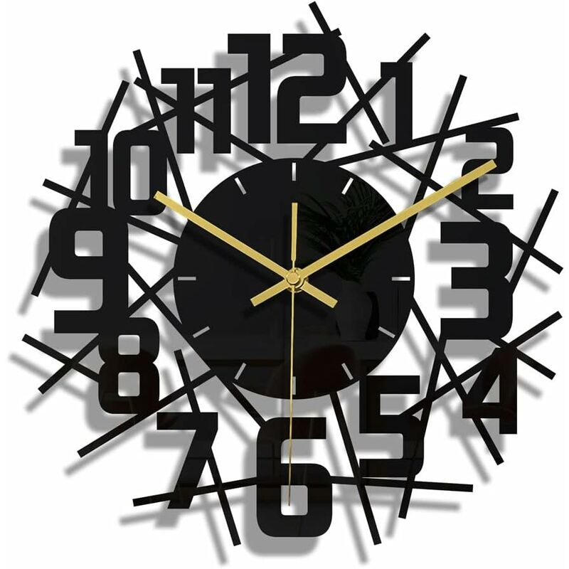 Csparkv - Luming Horloge Murale à Cadre Rond Noir diy Silencieuse Design Moderne Pendules murales Convient pour la Décoration d'art de Bureau de