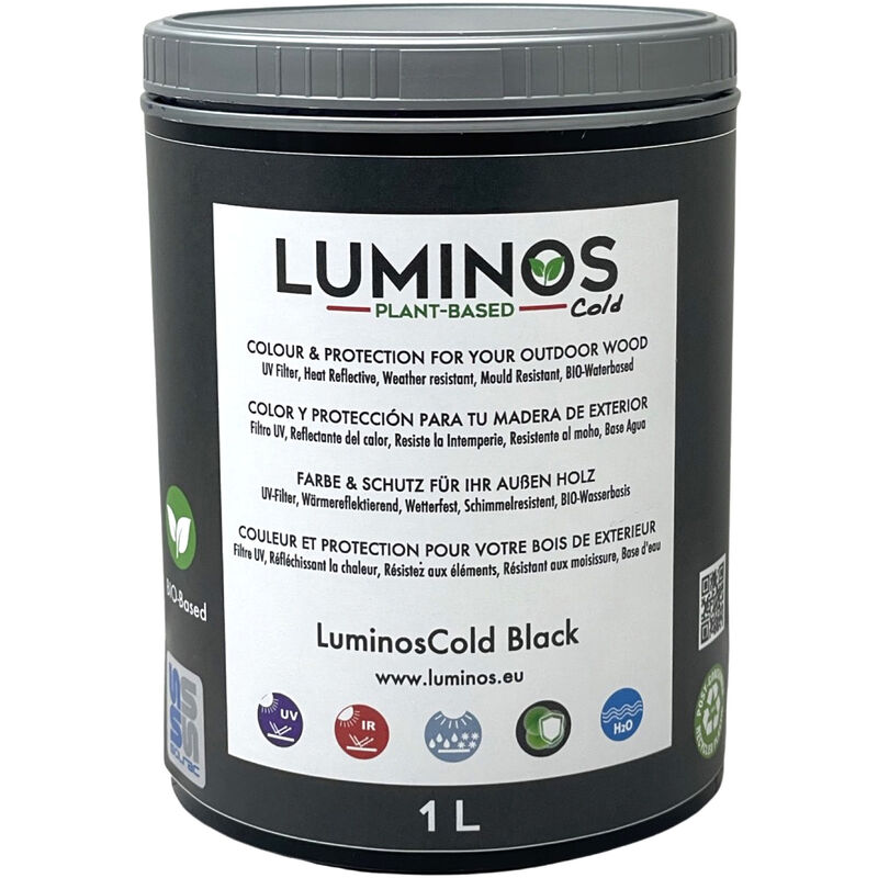 

Luminos Cold - LUM1150 - BLACK COLD - Lasur Protector para madera exterior reflectante IR. Color Negro. 1L