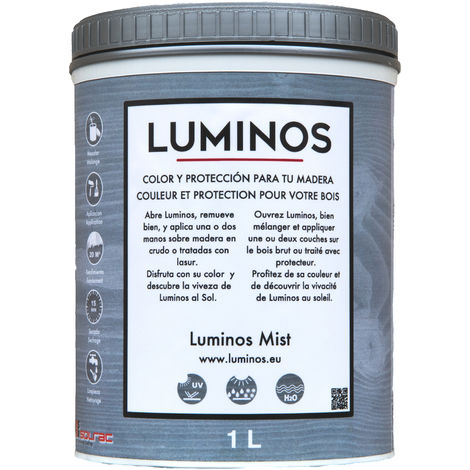 main image of "Luminos LUM1101 - MIST - Lasur al Agua Protector Madera para Exterior. Color Gris Niebla. 1L"