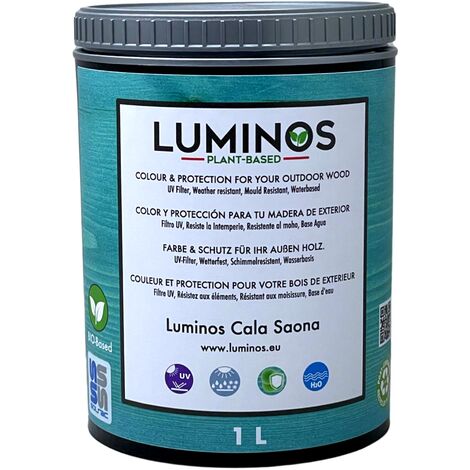 Luminos LUM1103 - CALA SAONA Lasur al Agua Protector Madera Exterior. Color Azul Cala Saona.- 1L