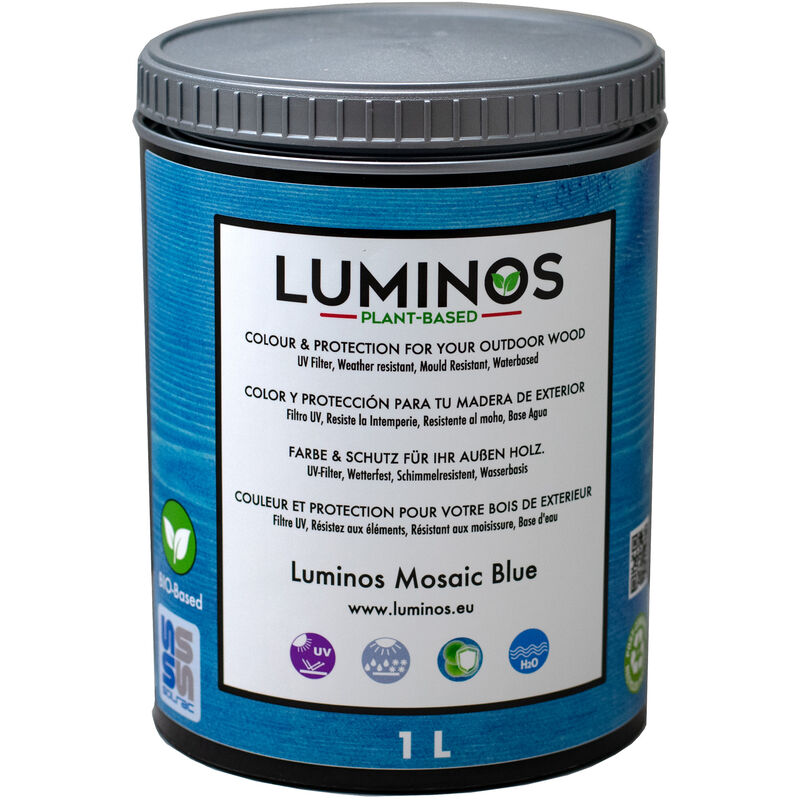 

LUM1104 - MOSAIC BLUE - Lasur al Agua Protector Madera Exterior. Color Azul Mosaico. - 1L - Luminos