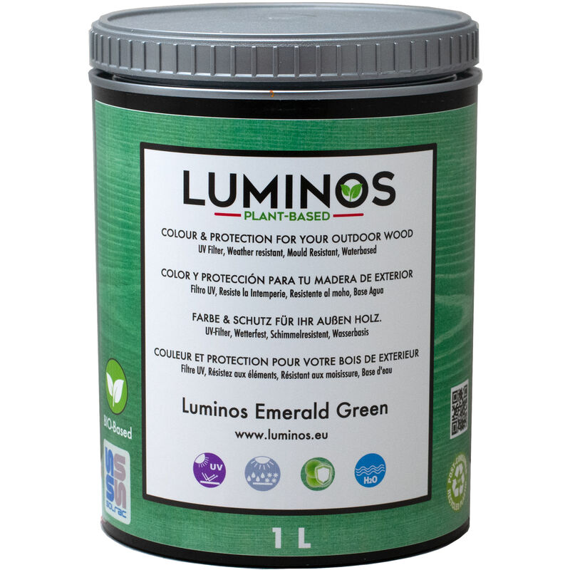 

LUM1105 - EMERALD Lasur al Agua Protector Madera Exterior. Color Verde Esmeralda. 1L - Luminos