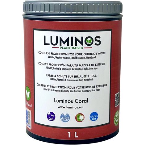 Luminos LUM1110 - CORAL Lasur al Agua Protector Madera Exterior color Coral. Rojo. - 1L