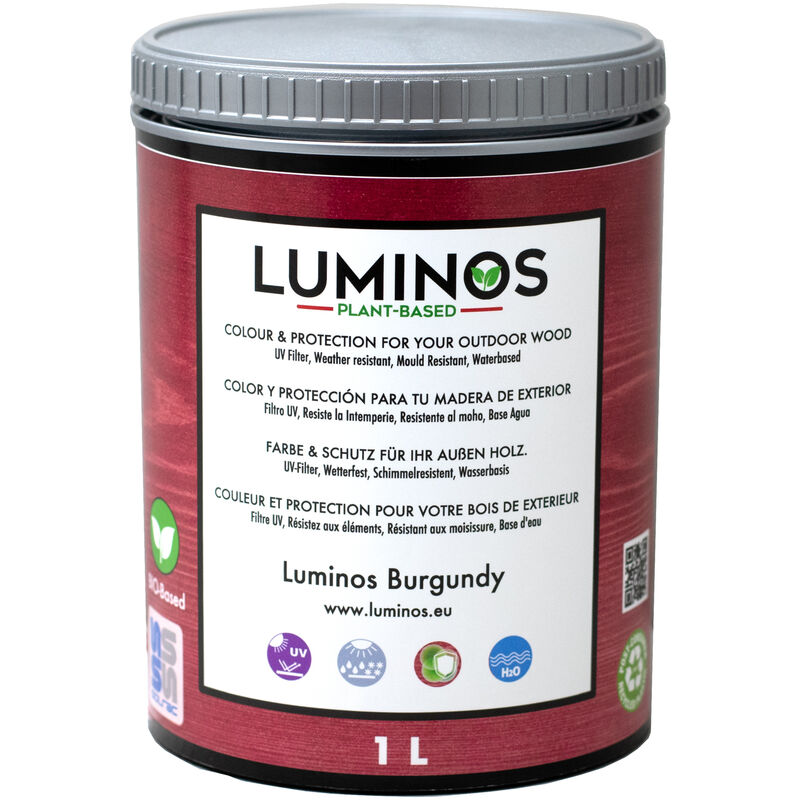 

Luminos LUM1112 - BURGUNDY Lasur al Agua Protector madera Exterior, color Borgoña. 1L