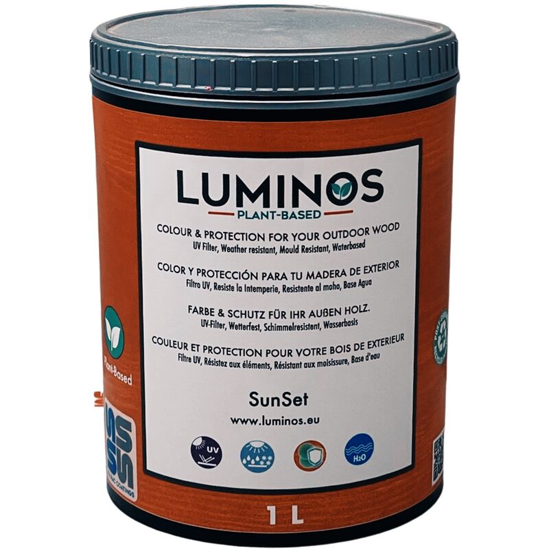 

LUM1119 - SunSet - Lasur al Agua Protector Madera para Exterior. Color Rojo Pusta de Sol. 1L - Luminos