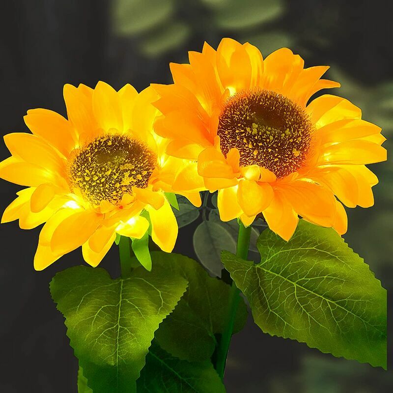 Elle - Lumière de Jardin Solaire, zqx 2 pcs Lumière Solaire de Tournesol, Fleur Lampe Solaire Exterieur Decorative, led Éclairage Décoration IP65