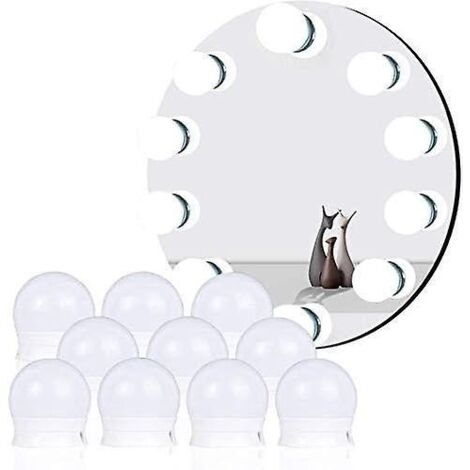 lumire De Miroir(miroir Non Inclus),10 Ampoules Hollywood Kit De Lumire Led Dimmable Lampe Avec Port Usb, 10 Niveaux De Luminosit, 3 Modes De Coul