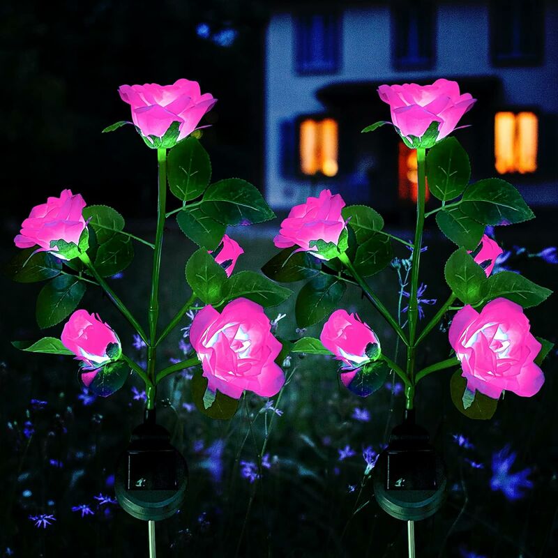 Ineasicer - Lumière Solaire Extérieur Jardin, Lampes led Rose solaires avec plus grande fleur et large panneau solaire, étanche Deco Jardin Exterieur