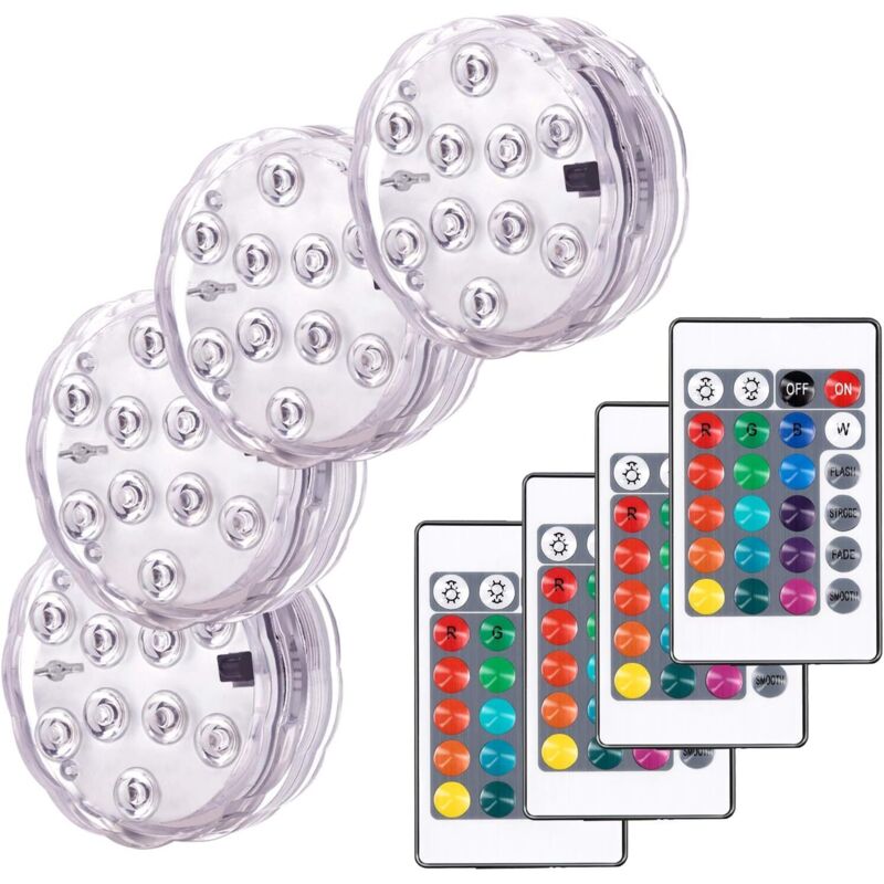 Lumière LED submersible, lumière LED RVB multicolore 10