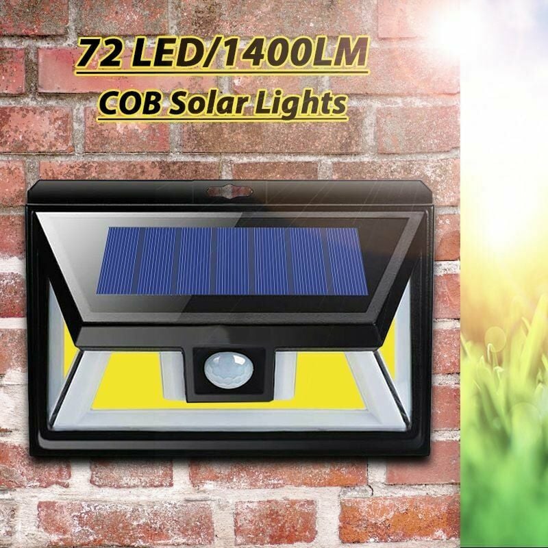 Vuszr - Lumière solaire 72 led cob extérieures éclairage grand angle de 120 ° pour jardin,pour l'intérieur et l'extérieur