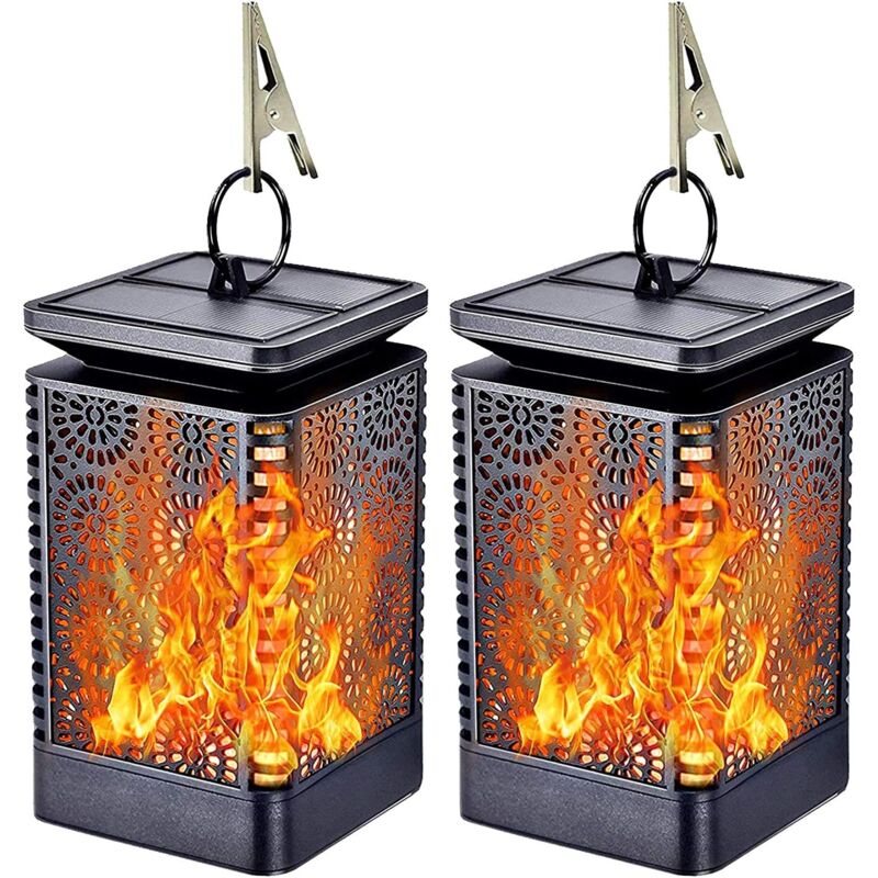 Einemgeld - lumière solaire jardin extérieur lanterne de jardin lumière solaire avec effet de flamme résistant aux intempéries IP65 abs 2 pièces