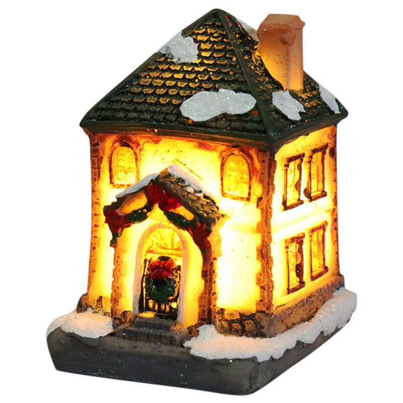 Lumières de Noël Résine Miniature Maison Meubles Led Maison Décorer Créatif Cadeaux de Noël Éclairage Parti Décor à la Maison-A