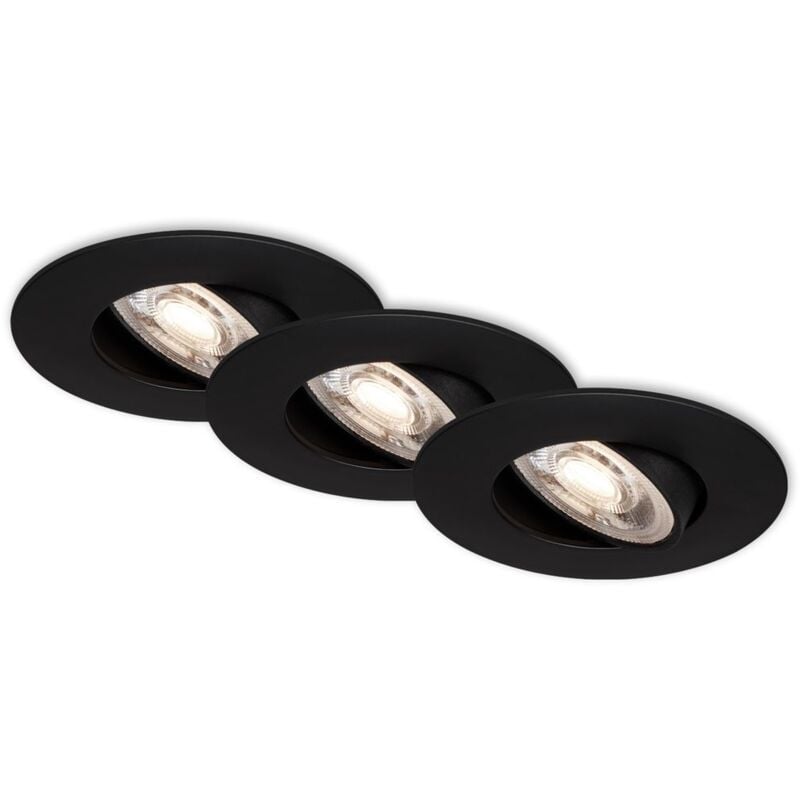 Lampe LED encastrée BRILONER LEUCHTEN KULANA, 5 W, 460 lm, IP23, noir mat, plastique, Ø 9 cm