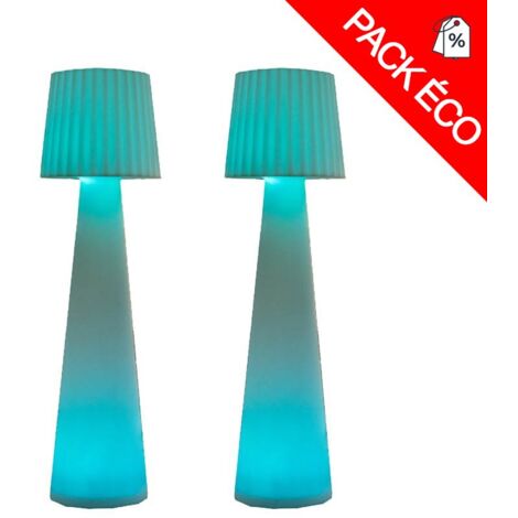Lumisky – Lot de 2 lampadaires LED multicolores rechargeables – Hauteur 110 cm – Autonomie 12h – IP44 pour intérieur et extérieur