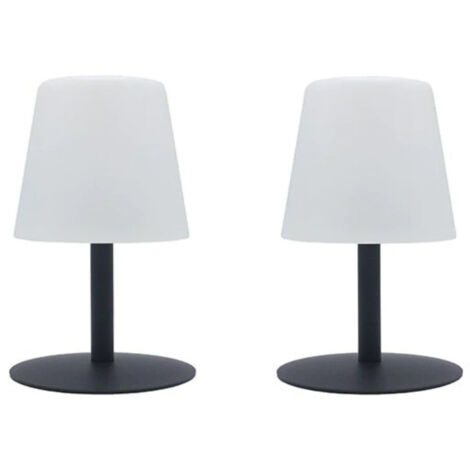 Lumisky – Set de 2 lampes de table sans fil LED TWINS – Acier brossé – Autonomie 12h – IP44 résistant aux éclaboussures – H16cm