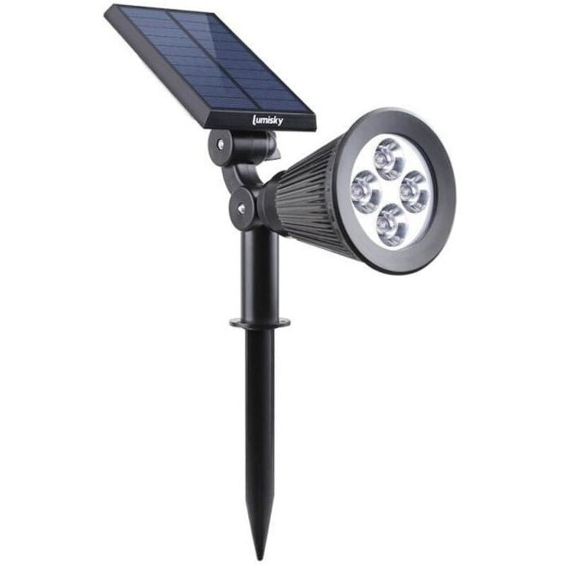 Lumi Jardin - Spot solaire projecteur 2 en 1 spiky W34 Noir Plastique 100LM
