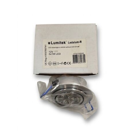 LUMITEK - Spot LED encastrable Ledalum-R - 3x1W 4000K - Finition aluminium brossé - Driver non inclus - Voir photos