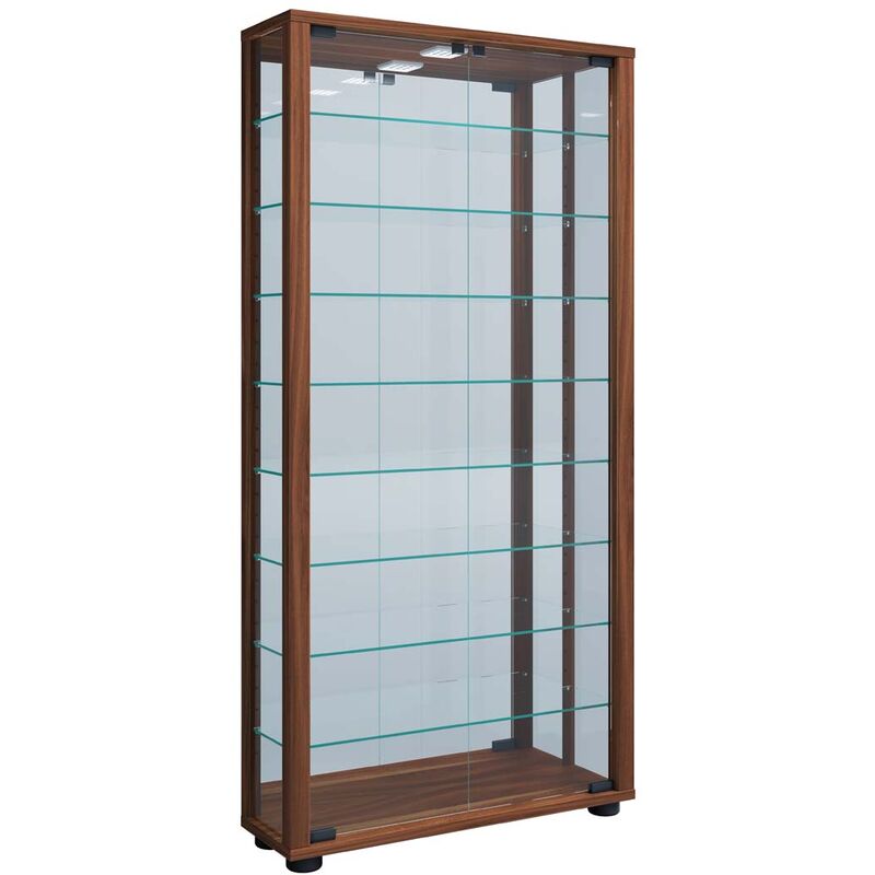 Ebuy24 - LumoMaxi vitrine avec miroir 2 portes en verre noyer décor.